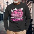 October We Wear Pink Ghosts Pumpkins Breast Cancer Halloween Long Sleeve T-Shirt Gifts for Old Men