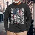 One Badass Biker Bonus Dad Grunge American Flag Skeleton For Dad Long Sleeve T-Shirt T-Shirt Gifts for Old Men