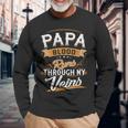 Papa Blood Runs Through My Veins Best Father's Day Long Sleeve T-Shirt Gifts for Old Men