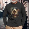 Patriotic American Eskimo Dog Long Sleeve T-Shirt Gifts for Old Men