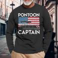 Patriotic Pontoon Captain Us American Flag Boat Owner Long Sleeve T-Shirt Gifts for Old Men