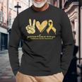 Peace Love Cure Yellow Ribbon Childhood Cancer Awareness Long Sleeve Gifts for Old Men