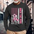 Back The Pink Warrior Flag American Breast Cancer Awareness Breast Cancer Awareness Long Sleeve T-Shirt T-Shirt Gifts for Old Men
