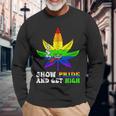 Pride And High Lgbt Weed Cannabis Lover Marijuana Gay Month Long Sleeve T-Shirt Gifts for Old Men