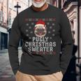 Pugly Christmas Sweater Party Ugly Pug Dog Santa Long Sleeve T-Shirt Gifts for Old Men