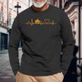 Pumpkin Heartbeat Heart Ekg Ecg Beat Monitor Halloween Long Sleeve T-Shirt Gifts for Old Men