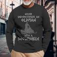 Pun Never Underestimate An Old Man With A Snowmobile Long Sleeve T-Shirt Gifts for Old Men