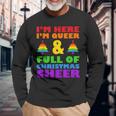Im Here Im Queer Christmas Pajama Cool Lgbt-Q Gay Pride Xmas Long Sleeve T-Shirt Gifts for Old Men