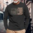 Raise Lions Not Sheep American Flag Patriot Patriotic Long Sleeve T-Shirt Gifts for Old Men