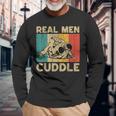 Real Men Cuddle Vintage Bjj Brazilian Jiu Jitsu Long Sleeve T-Shirt Gifts for Old Men