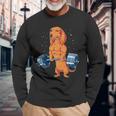 Red Dachshund Weightlifting Standard Long Sleeve T-Shirt Gifts for Old Men