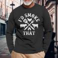 Retro Bbq Party Smoker Chef Dad Id Smoke That Long Sleeve T-Shirt Gifts for Old Men