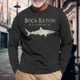 Retro Boca Raton Fl Shark Long Sleeve T-Shirt Gifts for Old Men