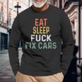 Retro Mechanic Gag For Xmas Eat Sleep Fix Cars Long Sleeve T-Shirt Gifts for Old Men
