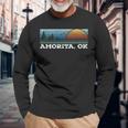 Retro Sunset Stripes Amorita Oklahoma Long Sleeve T-Shirt Gifts for Old Men