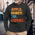 Rosh Hashanah Apple Honey Dip Repeat Jewish New Year Shofar Long Sleeve T-Shirt Gifts for Old Men