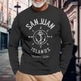 San Juan Islands Washington Wa Compass Wind Rose Boating Long Sleeve T-Shirt Gifts for Old Men