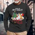 Santa Riding Welsh Corgi This Is My Ugly Christmas Sweater Long Sleeve T-Shirt Gifts for Old Men