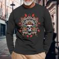 Screaming Skull In Native American Indian Headdress Feathers Native American Long Sleeve T-Shirt Gifts for Old Men