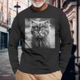 Selkirk Rex Cat Cinematic Black And White Photography Long Sleeve T-Shirt Gifts for Old Men
