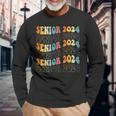 Senior 2024 Groovy Retro Class Of 2024 Graduation Long Sleeve T-Shirt Gifts for Old Men