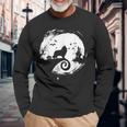 Sheltie Halloween Costume Moon Silhouette Creepy Horror Halloween Costume Long Sleeve T-Shirt Gifts for Old Men