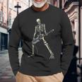 Skeleton Playing Bass For Bassist And Bass Guitar Players Long Sleeve T-Shirt Gifts for Old Men