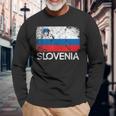 Slovenian Flag Vintage Made In Slovenia Long Sleeve T-Shirt Gifts for Old Men
