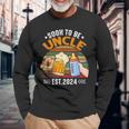 Soon To Be Uncle Again 2024 Pregnancy Announcement Dad Long Sleeve T-Shirt Gifts for Old Men