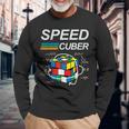 Speed Cuber Competitive Puzzle Speedcubing Players Long Sleeve T-Shirt Gifts for Old Men
