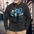 Starry Night Inspired Cat Cat Long Sleeve Gifts for Old Men