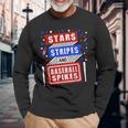Stripes Stars And Baseball Spikes 4Th Of July Independence Long Sleeve T-Shirt Gifts for Old Men