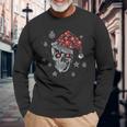 Sugar Skull With Santa Hat Christmas Pajama Xmas Long Sleeve T-Shirt Gifts for Old Men