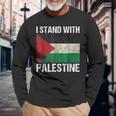 Support I Stand With Palestine Free Palestine Flag Arabic Long Sleeve T-Shirt Gifts for Old Men