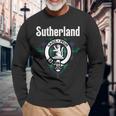 Sutherland Clan Scottish Name Coat Of Arms Tartan Long Sleeve T-Shirt Gifts for Old Men