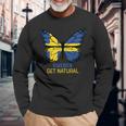 Sweden Buttlerfly Flag Long Sleeve T-Shirt Gifts for Old Men