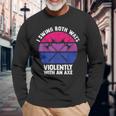I Swing Both Ways With An Axe Bisexual Lgbt Pride Retro Long Sleeve T-Shirt Gifts for Old Men