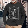 Tarot Card High Priestess Skeleton Skull Horror Goth Occult Tarot Long Sleeve T-Shirt Gifts for Old Men