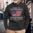 Thank You Veterans Day Honoring All Who Served Us Flag Long Sleeve T-Shirt Gifts for Old Men