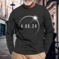 Totality 04082024 Total Solar Eclipse April 8 2024 Eclipse Long Sleeve T-Shirt Gifts for Old Men