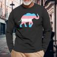 Transgender Elephant Trans Pride Flag Ftm Mtf Elephant Lover Long Sleeve T-Shirt Gifts for Old Men