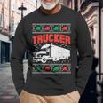 Trucker Xmas Truck Ugly Christmas Sweater For Pj Long Sleeve T-Shirt Gifts for Old Men