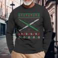 Ugly Christmas Sweater For Flute Players Long Sleeve T-Shirt Gifts for Old Men