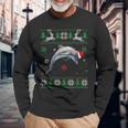 Ugly Sweater Christmas Dolphin Lover Santa Hat Animals Long Sleeve T-Shirt Gifts for Old Men