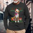 Ugly Sweater Christmas Lights Boxer Dog Lover Long Sleeve T-Shirt Gifts for Old Men