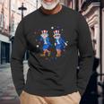 Uncle Sam Griddy 4Th Of July Fourth Dance Long Sleeve T-Shirt Gifts for Old Men
