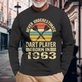 Never Underestimate Dart Player Born In 1963 Dart Darts Long Sleeve T-Shirt Gifts for Old Men