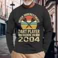 Never Underestimate Dart Player Born In 2004 Dart Darts Long Sleeve T-Shirt Gifts for Old Men