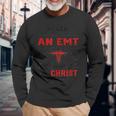 Never Underestimate A Emt Who Does All Things God Team Long Sleeve T-Shirt Gifts for Old Men