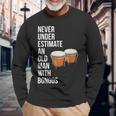 Never Underestimate An Old Man With A Bongos For Men Long Sleeve T-Shirt Gifts for Old Men